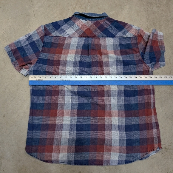 Carbon 2 Cobalt Men's Plaid Short Sleeve Shirt Button Up Cotton - Picture 5 of 5